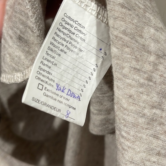 Pillar Oatmeal Organic Cotton and Yak Down Cardigan - Women’s Size 8 - Picture 6 of 7